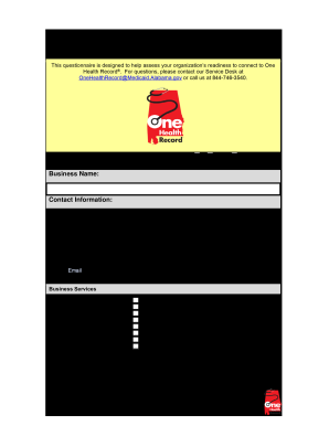 One Health Record Business Assessment  Form