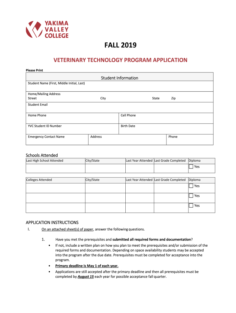 Get and Sign Vet Tech Application Form