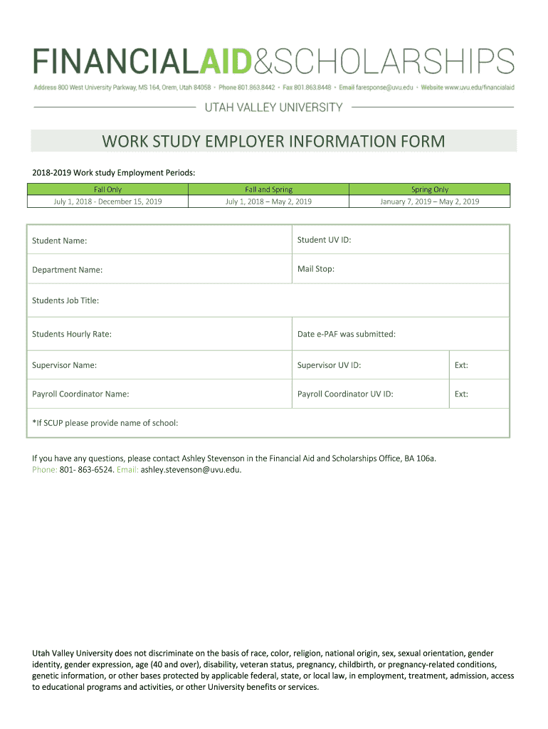 Work Study Employer Information Form