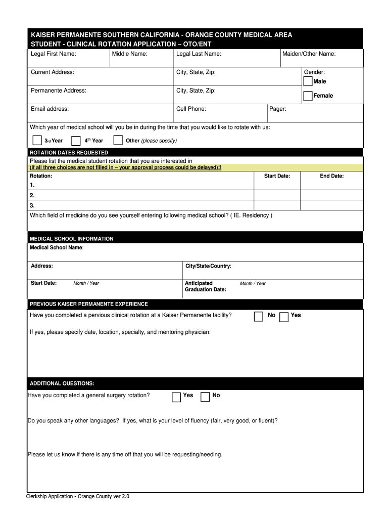 Ca Orange County Area  Form