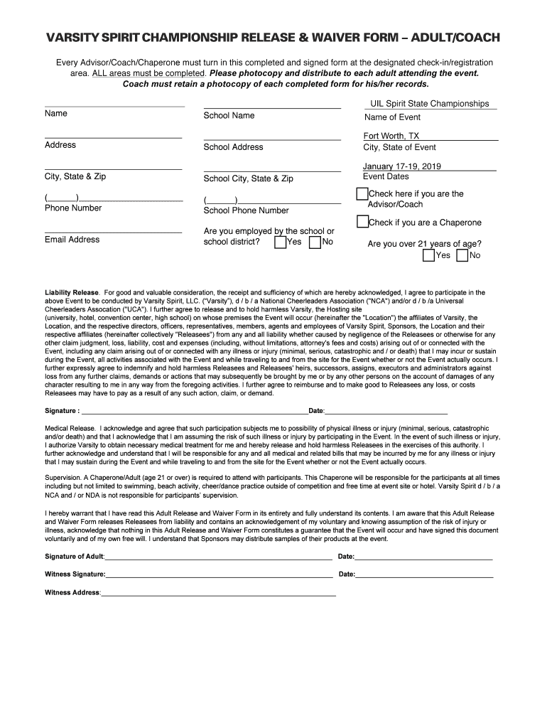 Varsity Waiver  Form