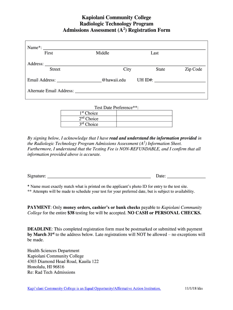  Kapiolani Community College Radiologic Technology Program 2018-2024