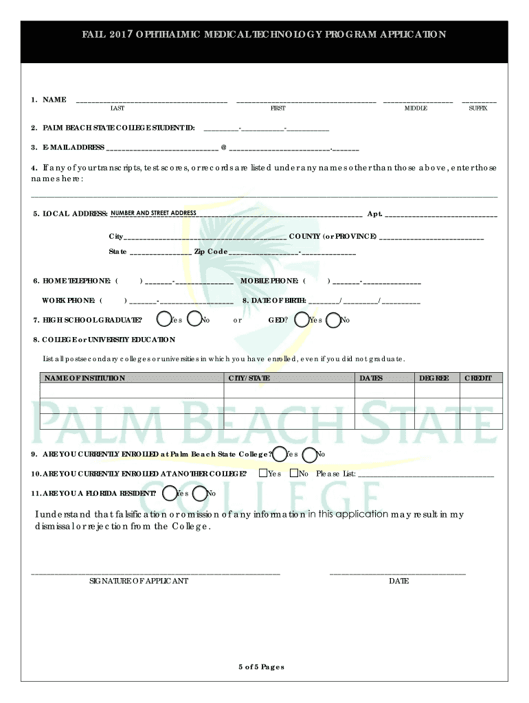  Ophthalmic Medical Technology as Palm Beach State College 2017