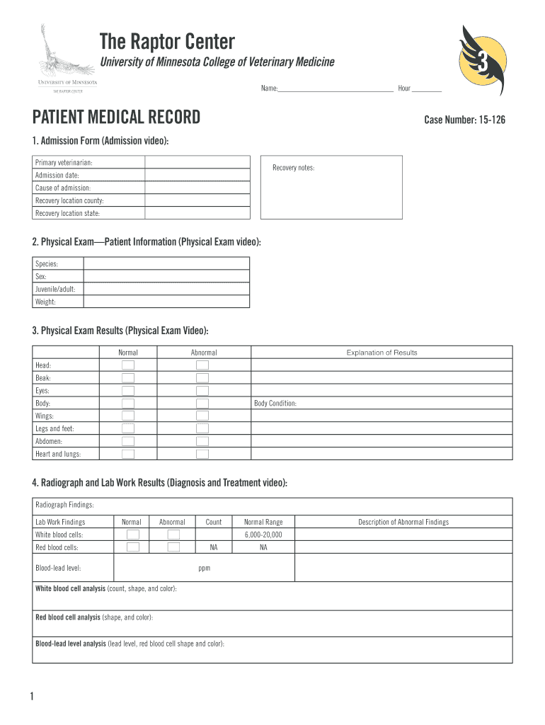 Minnesota College Veterinary Medicine Medical  Form