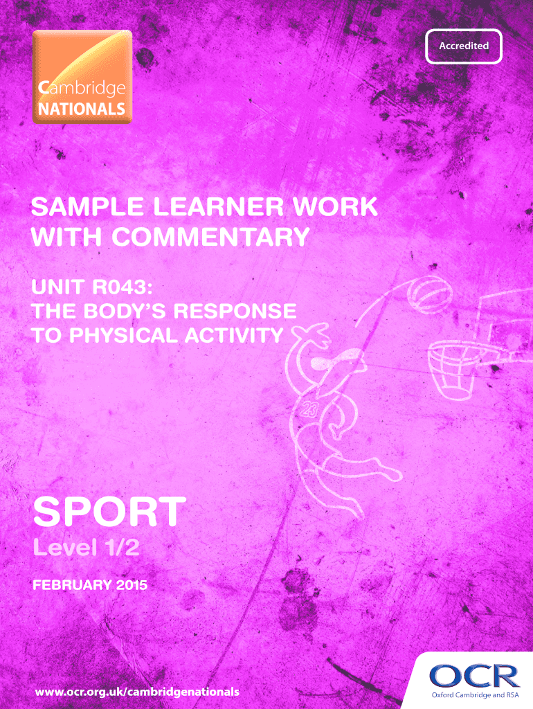 OCR Level 12 Cambridge Nationals in Sport, Sample Learner Work, Unit R043  Form