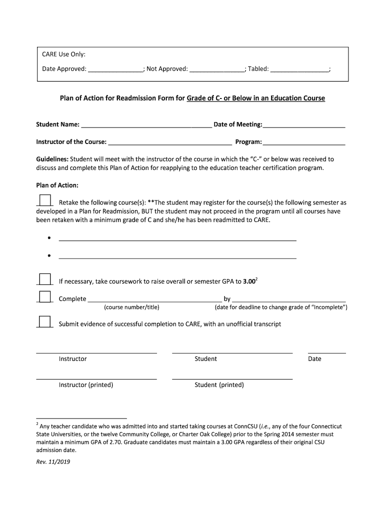 Eastern Connecticut State University Education Unit CARE  Form