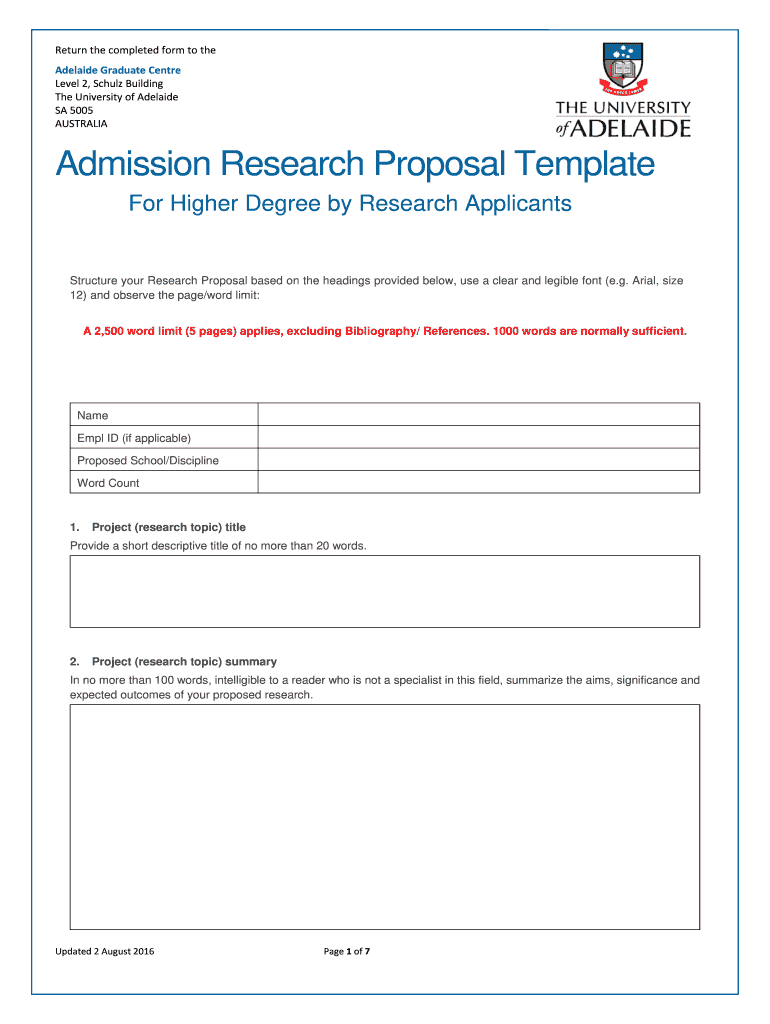 Australia Research Proposal  Form
