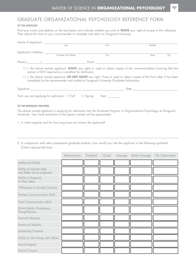 Graduate ProgramsPsychology Department  Form