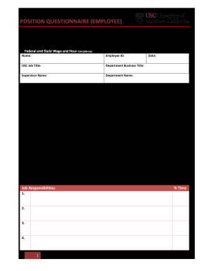 POSITION QUESTIONNAIRE EMPLOYEE  Form