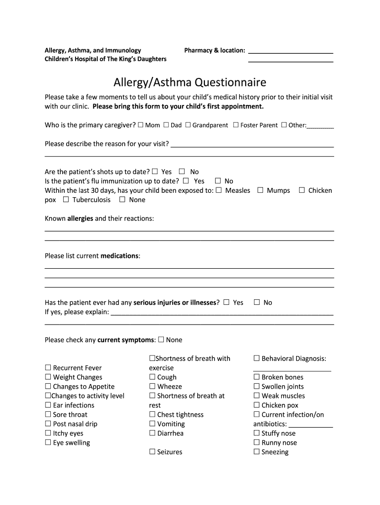 New Patient Packet Allergy and Asthma Specialists, PSC  Form