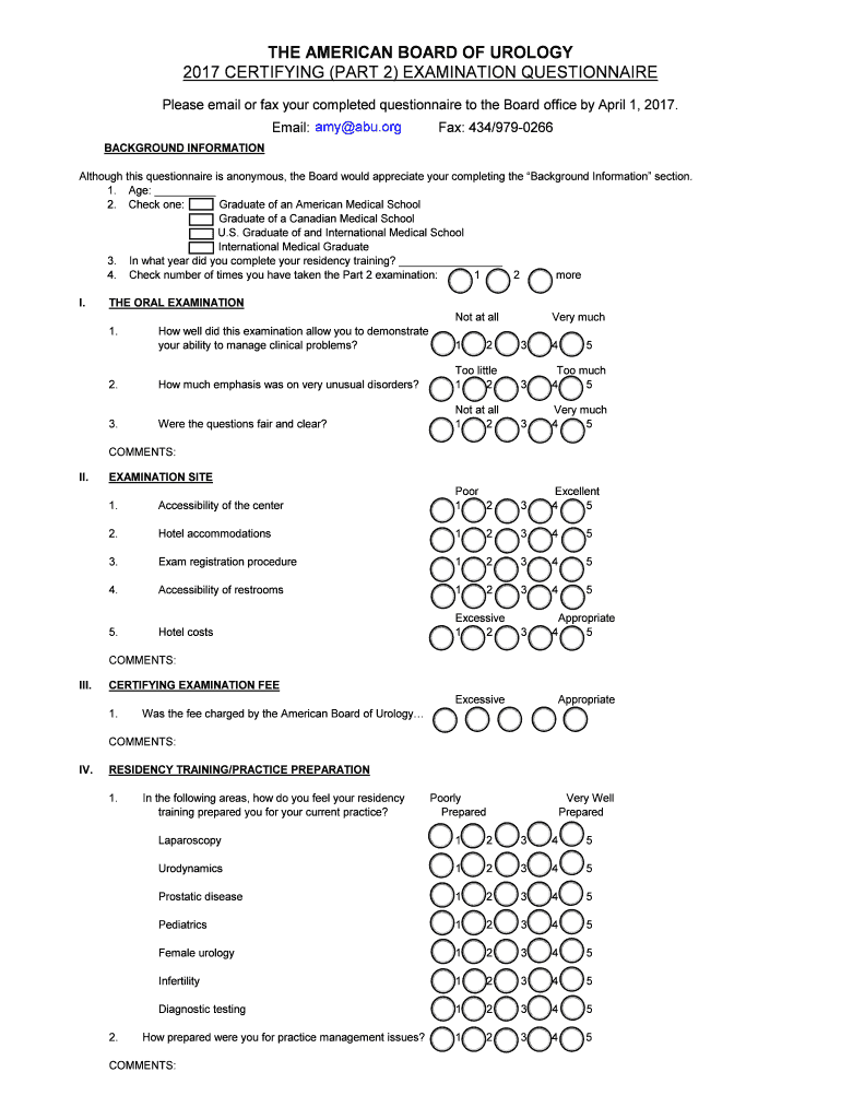 Certifying Part 2 ExaminationABU American Board of  Form