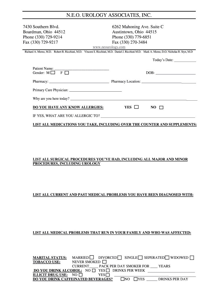 Request an AppointmentN E O Urology Associates, Inc  Form