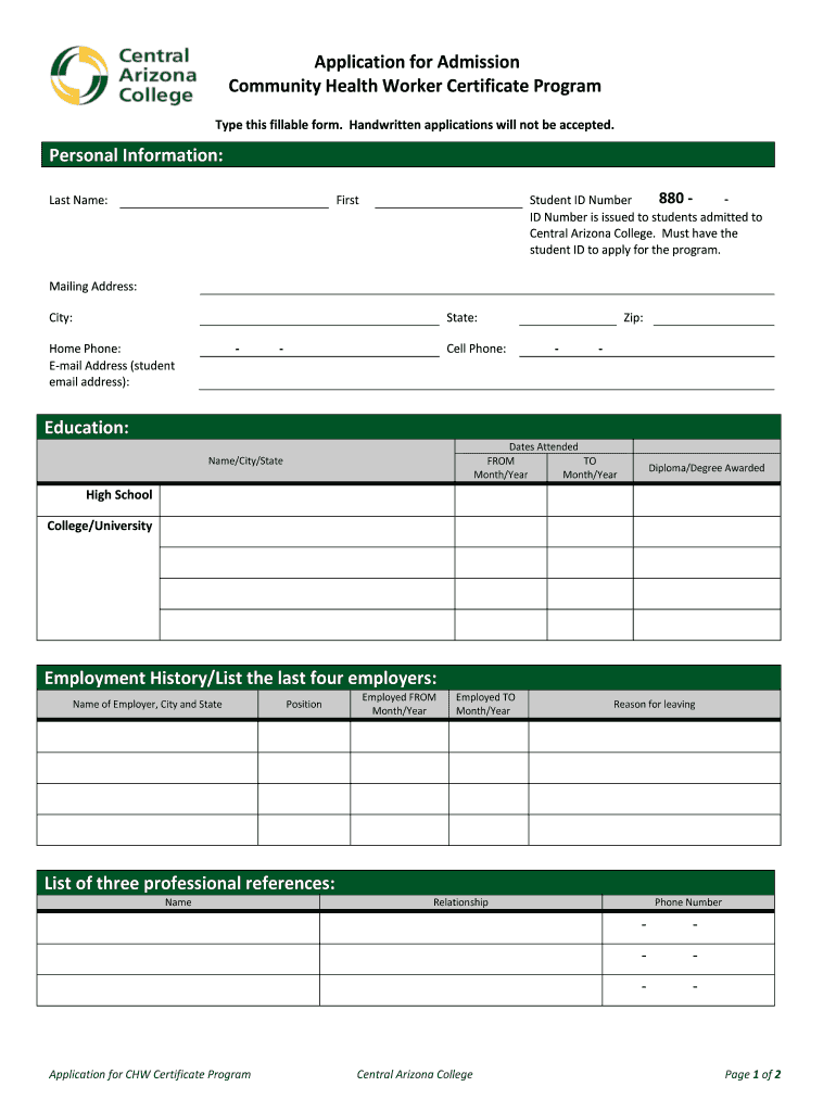 Community Health Worker Certification  Form