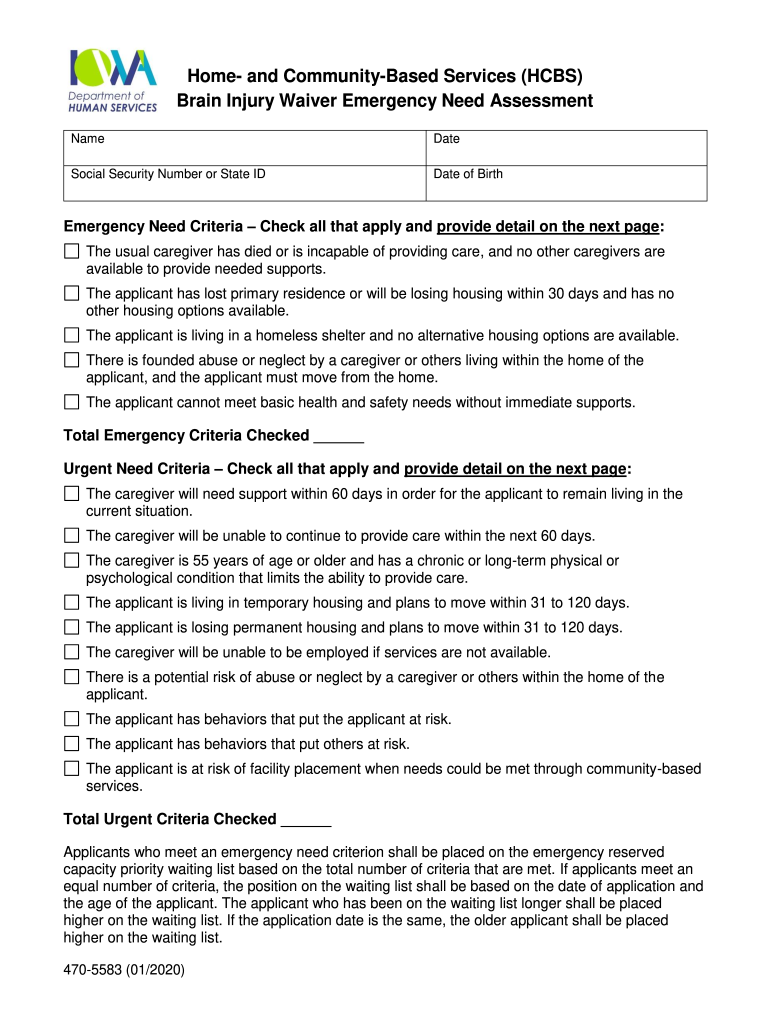 Brain Injury Waiver BIColorado Department of Health  Form