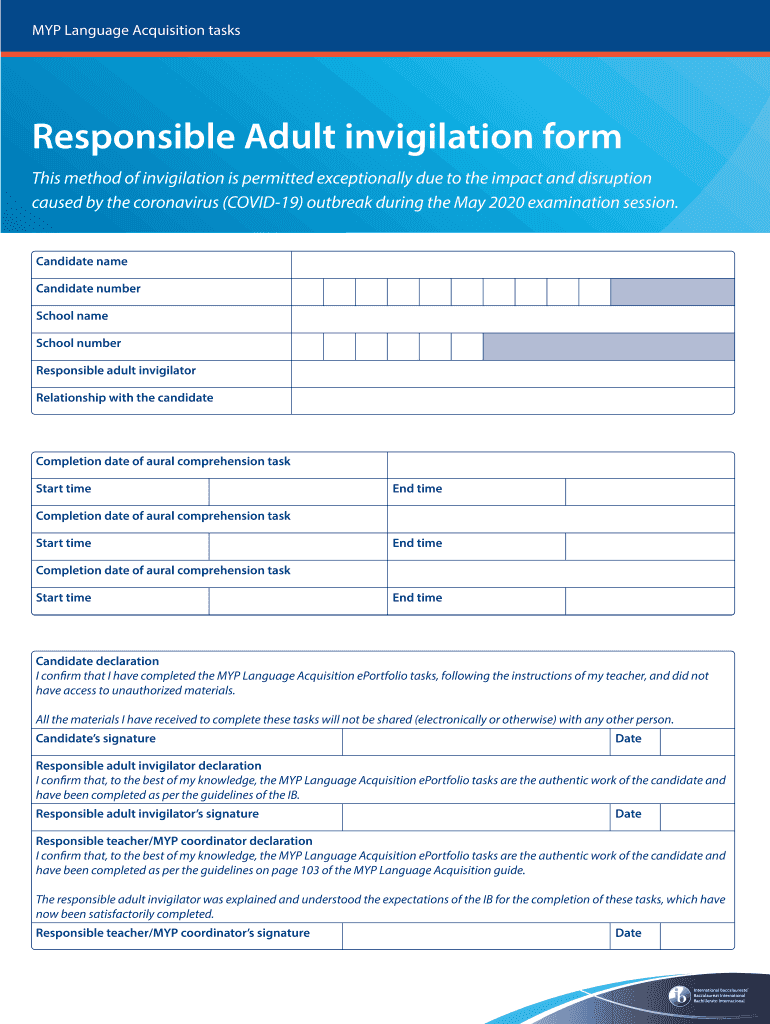  Responsible Adult Invigilation Form 2020-2024