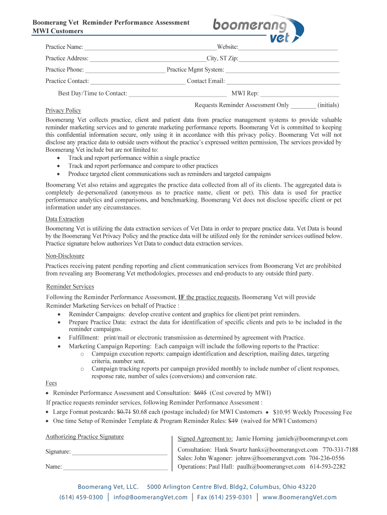 Boomerang Reminder Performance Assessment MWI012017