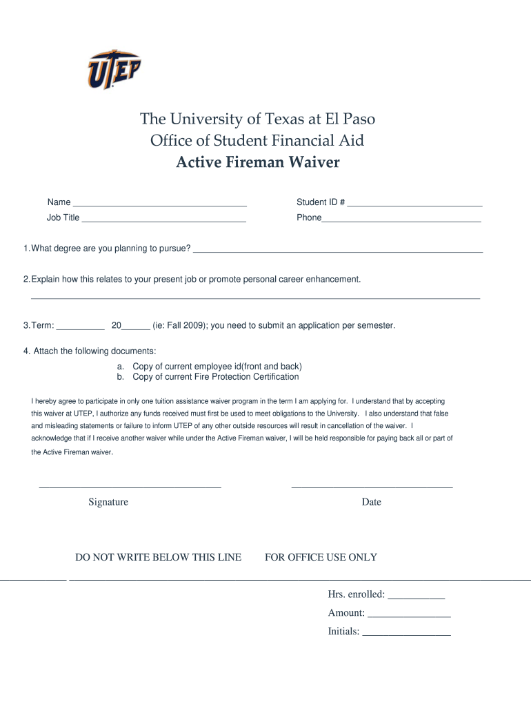 Get and Sign the University of Texas at El Paso Office of Student  Form