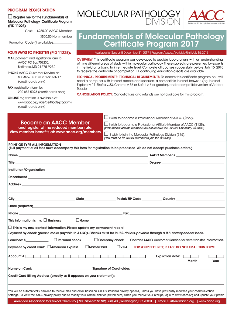 AACC Certificate Program Registration Document  Form