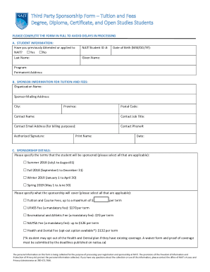 Third Party Sponsorship Process for Degree, Diploma Nait  Form