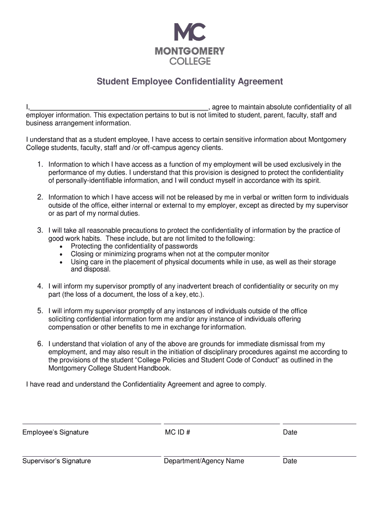 Student Employee Confidentiality Agreement Miami University  Form