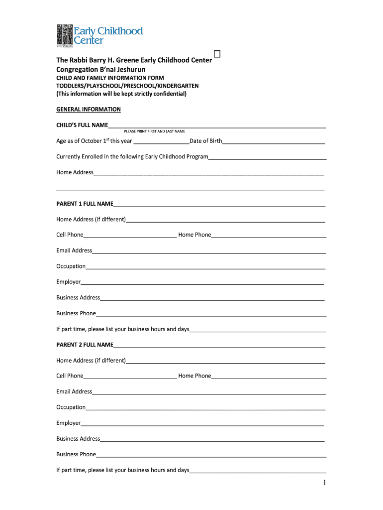 Child and Family Information Form DOC