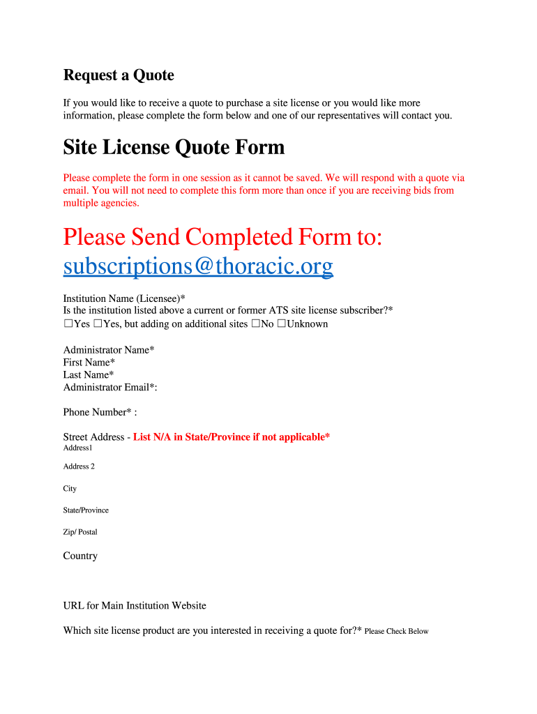 Please Send Completed Form to Subscriptionsthoracic