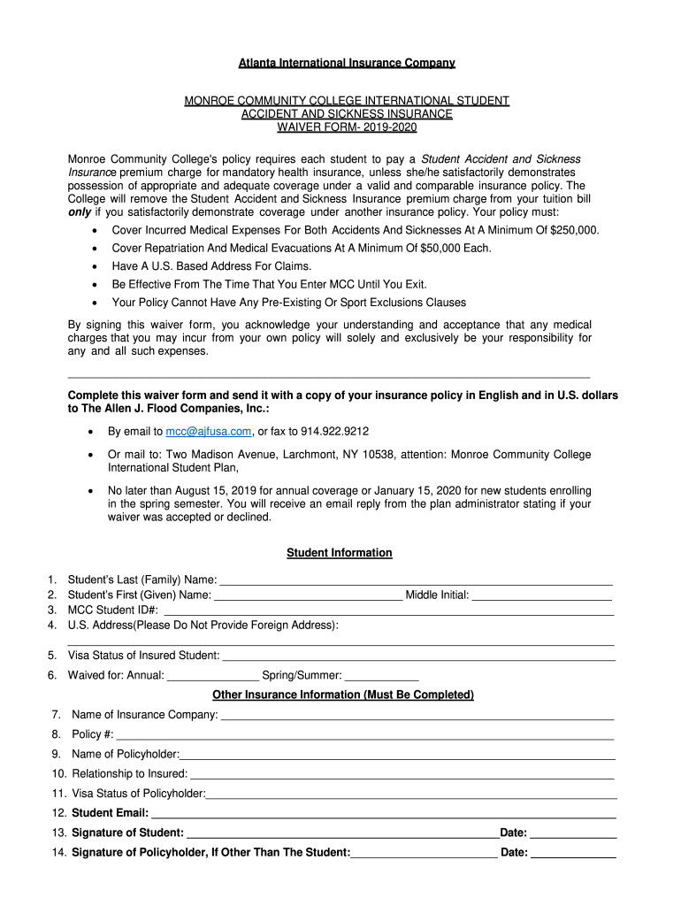 Waiver Form Monroe Community College