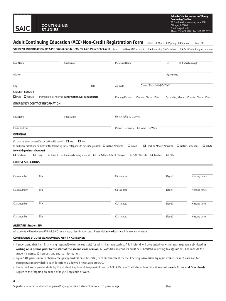 ACE Forms and DownloadsSchool of the Art Institute of