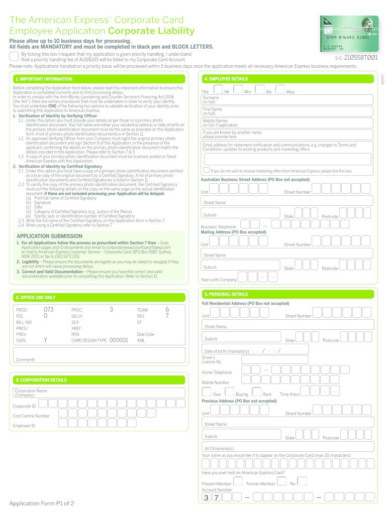 Billing & LiabilityCorporate Card Programme  Form