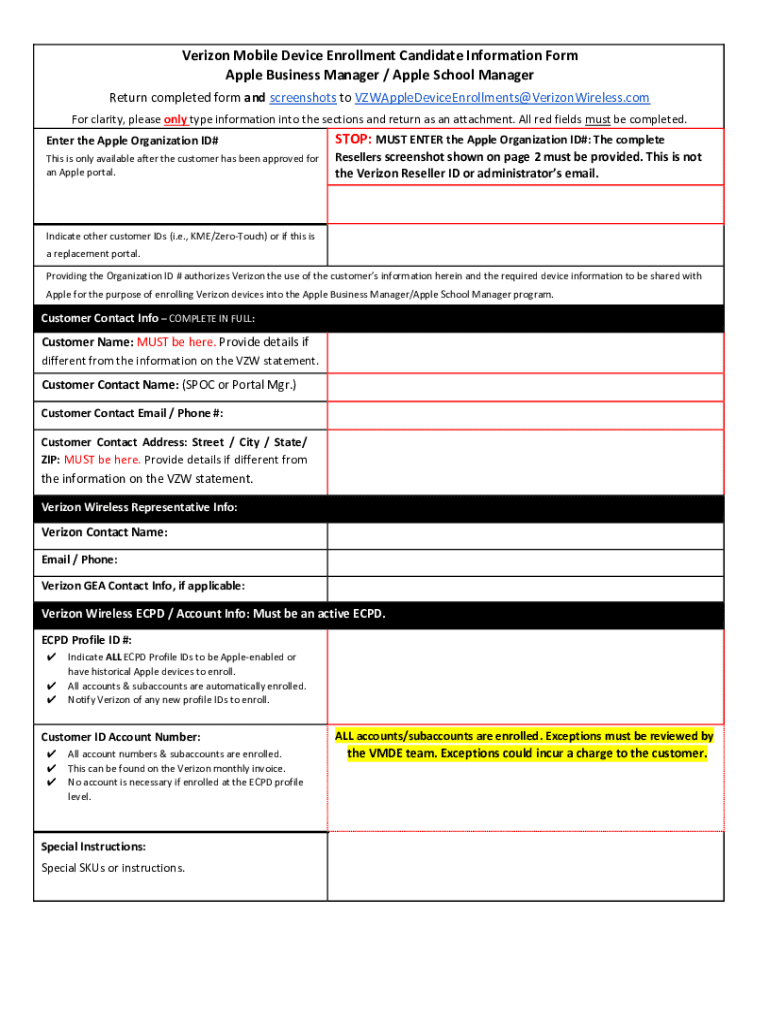 Correct Answer What is Verizon's DEP Reseller ID? Verizon  Form