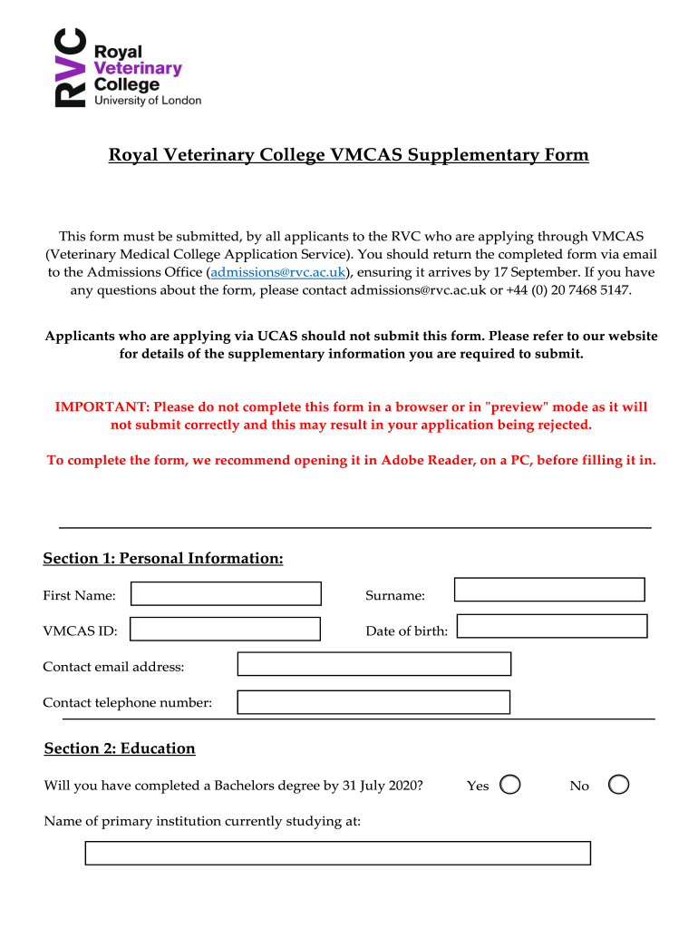 Rvc Supplementary  Form
