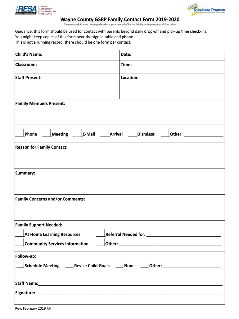 Get and Sign Wayne County GSRP Pre Screen Form 2019-2022