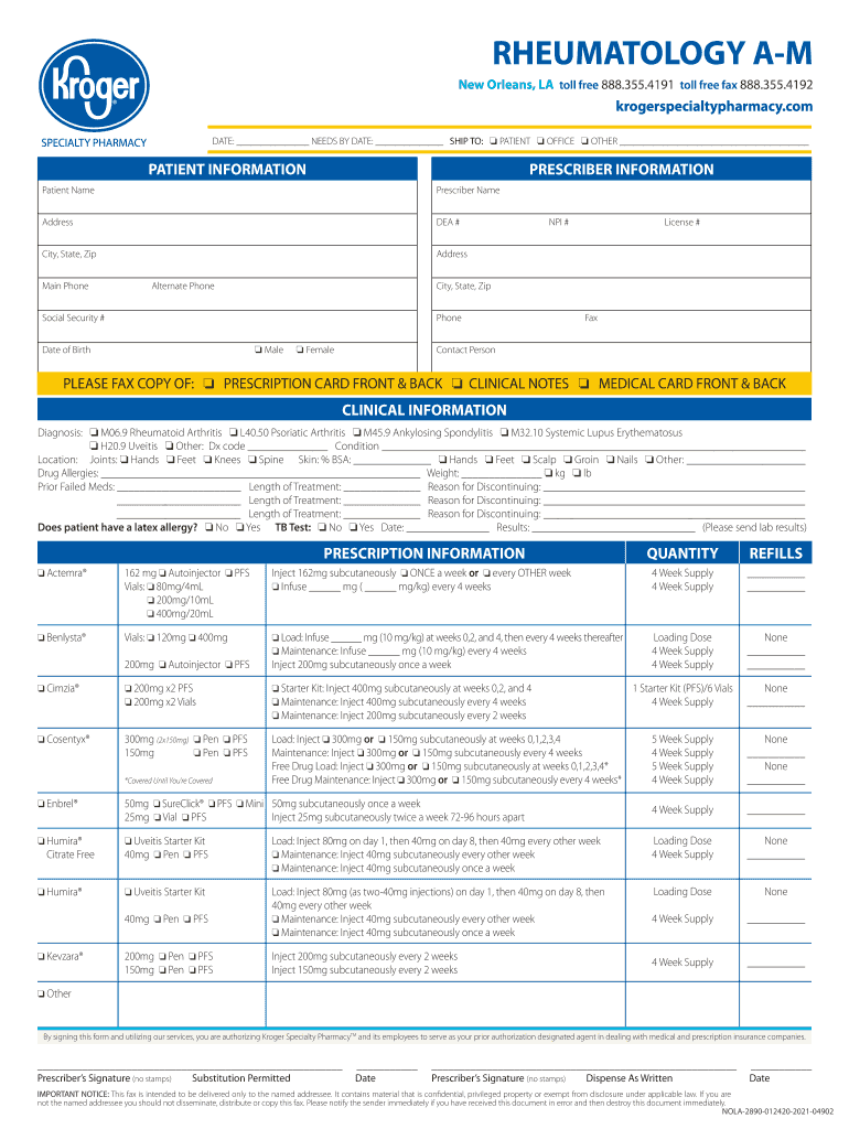 Referral Forms Kroger Specialty Pharmacy