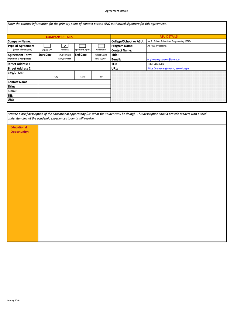 Agreements with ASUResearch Admin  Form