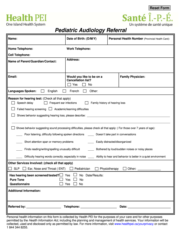 Paediatric Audiology Referral Form