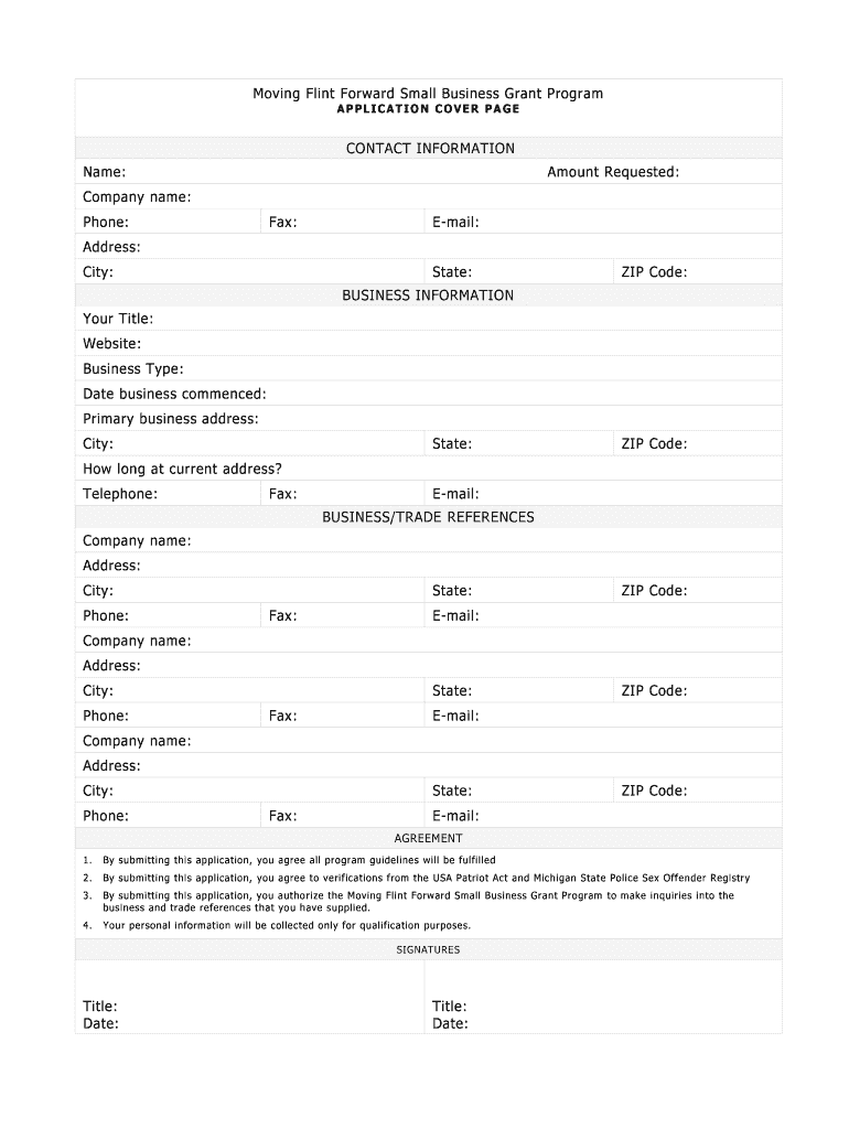 Michigan Business Grant Program  Form