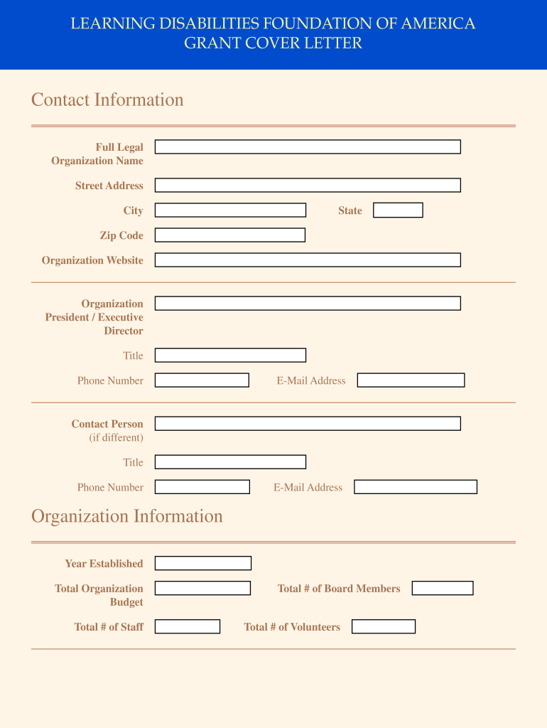 LEARNING DISABILITIES FOUNDATION of AMERICA  Form