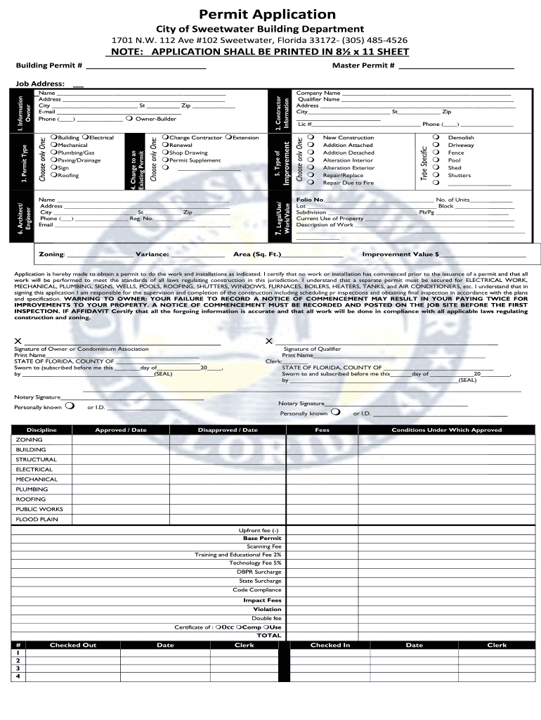 City of Sweetwater Building Department  Form
