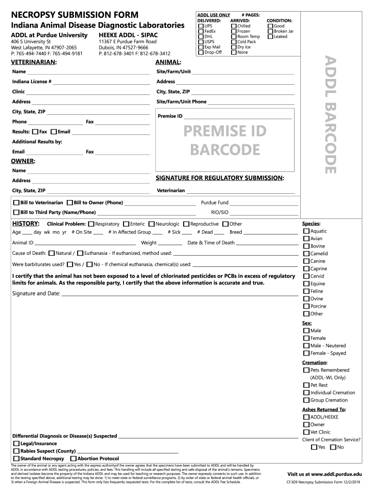  ADDL BAR C ODE PREMISE ID BARCODE Purdue University 2019-2024