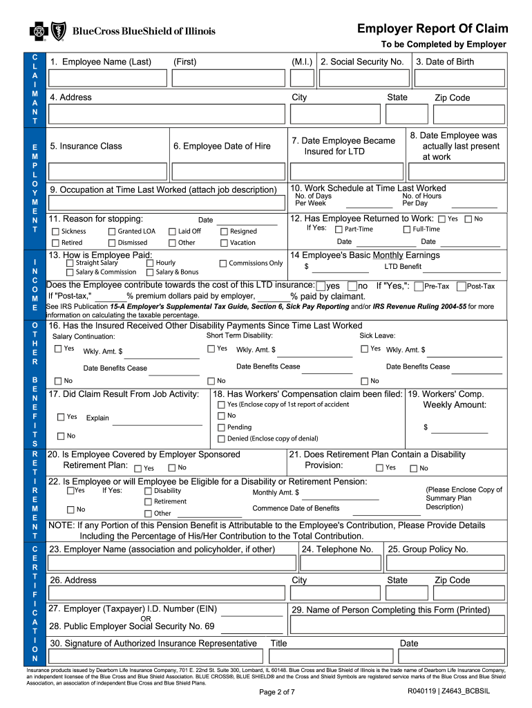 Group Long Term Disability Claim Form Dearborn Life Benefits