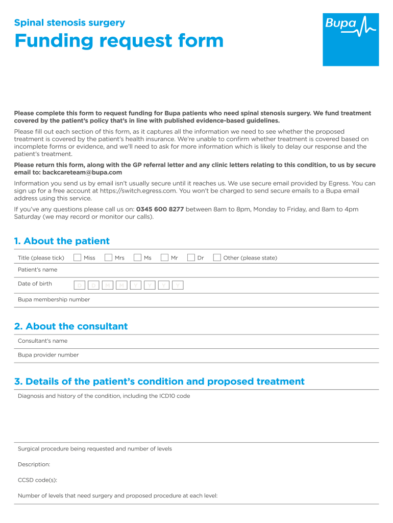 Spinal Stenosis Request Form