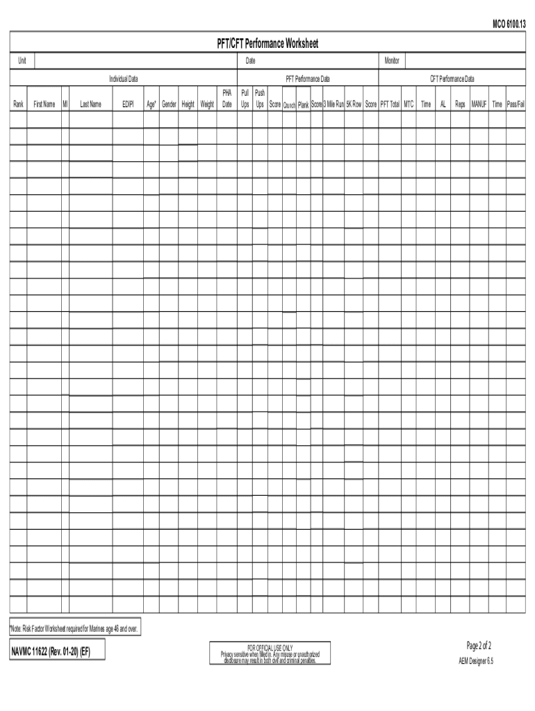 Physical Fitness Worksheet  Form