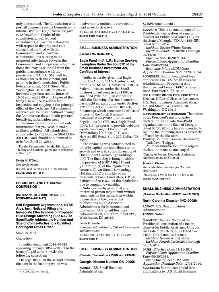 19394 Federal Register Vol 79, No 67Tuesday, April 8  Form