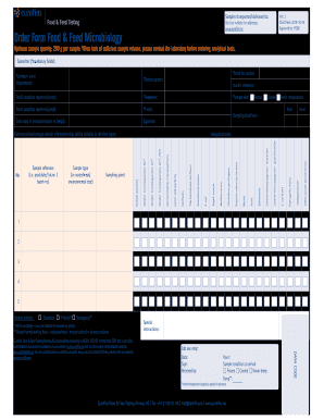 Order Form Food & Feed Microbiology Eurofins