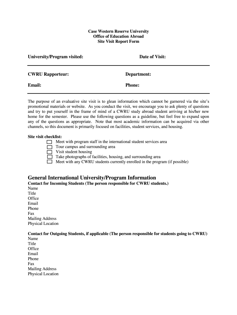 UniversityProgram Visited Form
