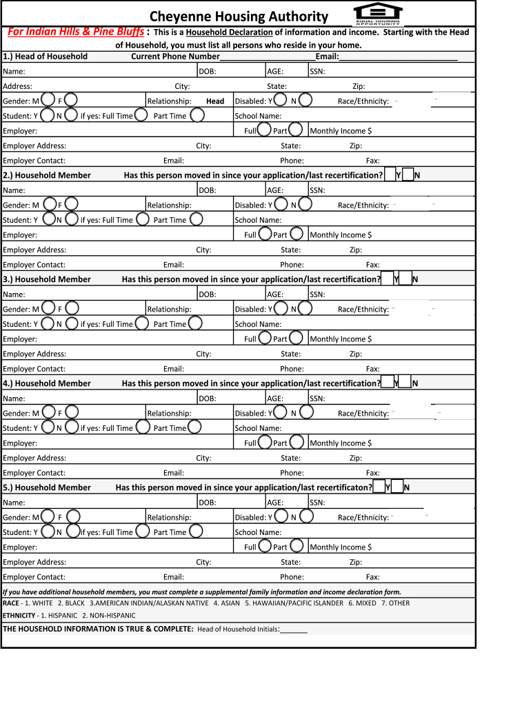 IndianHillsPineBluffs Household Declaration Xlsx  Form