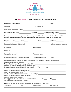  Pet Adoption Application and Contract 2019