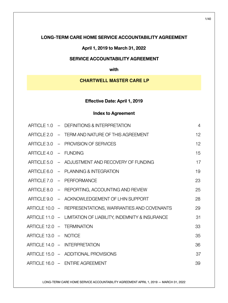 Long Term Care Home Service Accountability Agreements  Form