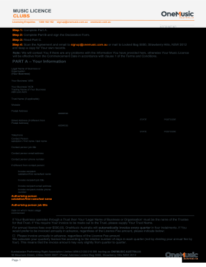 Music Licence Hotels, Pubs, Taverns, Bars and Casinos Form