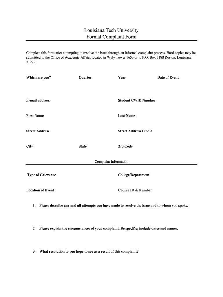 Complaint Civil Action Louisiana Legal Forms